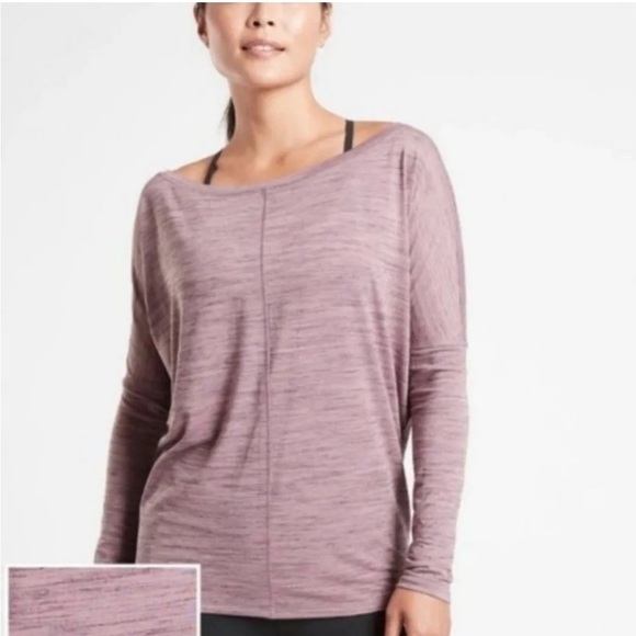 Athleta Essence Flow Space Dye Popover Slouchy Purple Top - Picture 1 of 14